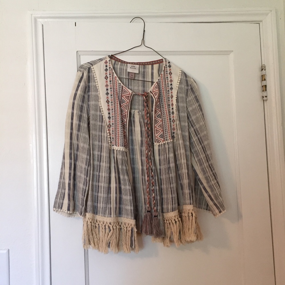 3 for 15 Knox Rose embroidered Striped Boho Jacket